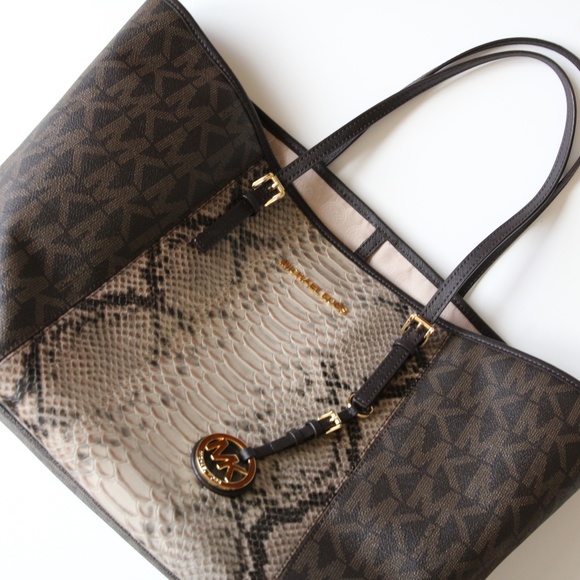 Michael Kors Handbags - Michael Kors Snakeprint Leather Tote